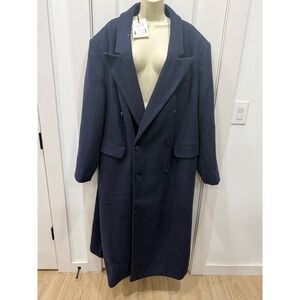 Kahlana Barfield Brown Target Navy Blue Double Breasted Long Overcoat 2X NWT